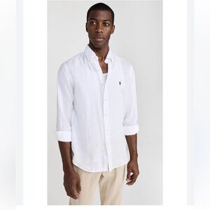 Polo Ralph Lauren 100% Linen Long Sleeve Button Down Men’s Shirt White XLarge